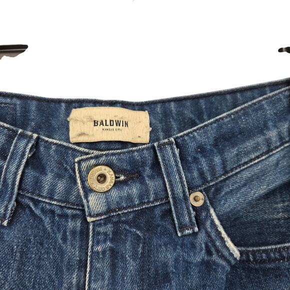 BALDWIN SZ 25 BLUE THERESE CUT 421 HIGH RISE CLASSIC STRAIGHT COTTON JEANS - Picture 4 of 8